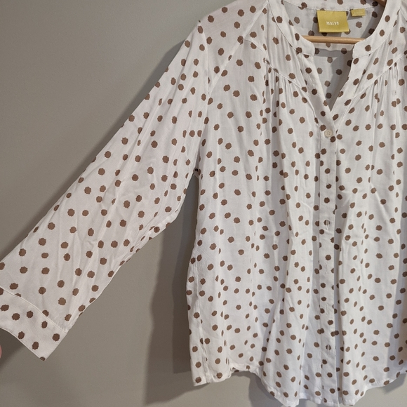Maeve Blouse Long Sleeved Polka Dot M Rayon - Picture 4 of 7